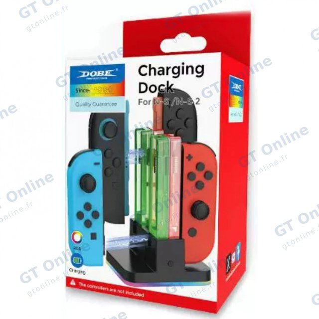Station de charge pour 4 manettes Joy-Con Nintendo Switch / Switch 2 DOBE TNS-5125 — noir