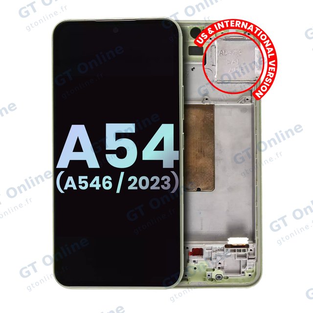 Écran OLED avec châssis pour Samsung Galaxy A54 5G (A546 / 2023) (version US & internationale, pack service origine, Lime)