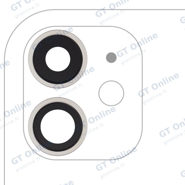 Lentille de caméra arrière avec support et anneau pour Apple iPhone 11 (lot de 2, Real Sapphire, premium, blanc)