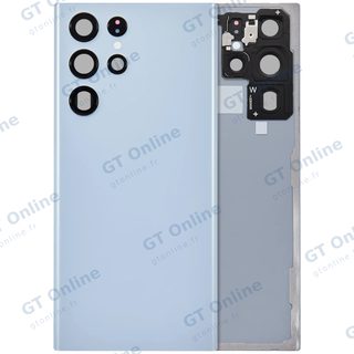 Vitre arrière pour Samsung Galaxy S22 Ultra 5G (sans logo, compatible premium, bleu ciel)