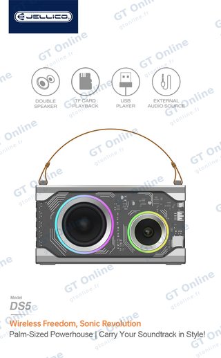 Enceinte sans fil Bluetooth JELLICO DS5 double haut-parleur avec effets lumineux — noir