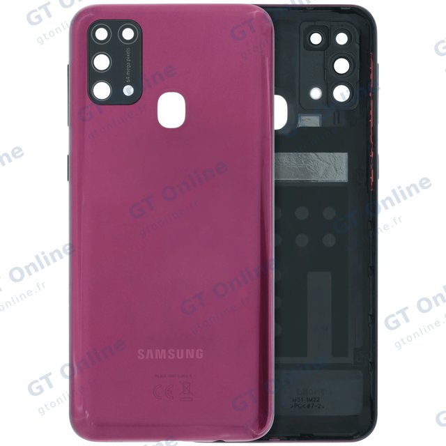 Vitre arrière pour Samsung Galaxy M31 (M315) (pack service origine, rouge)
