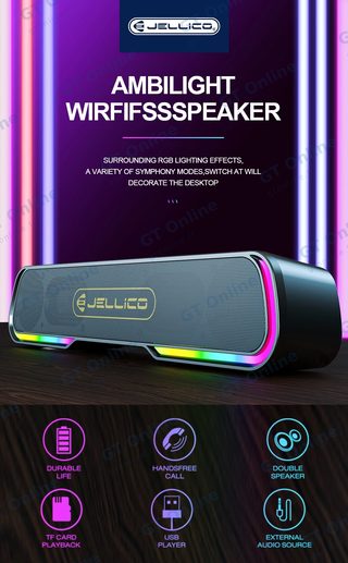 Enceinte sans fil Bluetooth JELLICO DS2 avec effets lumineux — noir