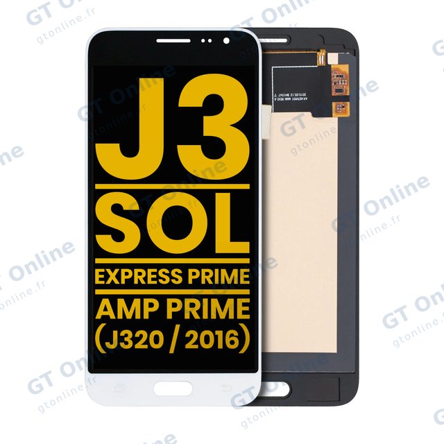 Écran OLED sans châssis pour Samsung Galaxy J3 (J320 / 2016) / Sol 4G / Express Prime / Amp Prime (reconditionné, blanc)