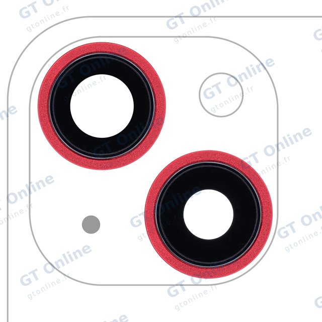 Lentille de caméra arrière avec support et anneau pour Apple iPhone 13 / 13 Mini (lot de 2, compatible premium, rouge)