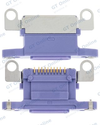 Connecteur de charge nu à souder pour Apple iPhone 12 Mini (violet, lot de 10)