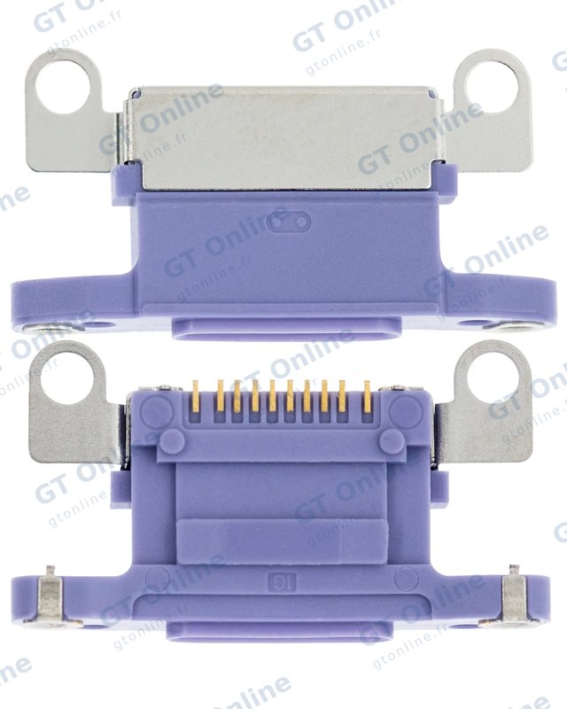 Connecteur de charge nu à souder pour Apple iPhone 12 Mini (violet, lot de 10)