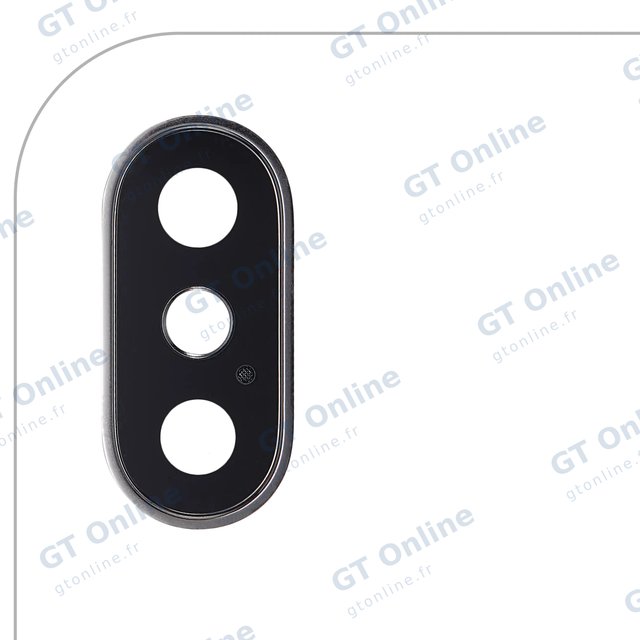 Lentille de caméra arrière avec support et anneau pour Apple iPhone X (Real Sapphire, premium, argent)