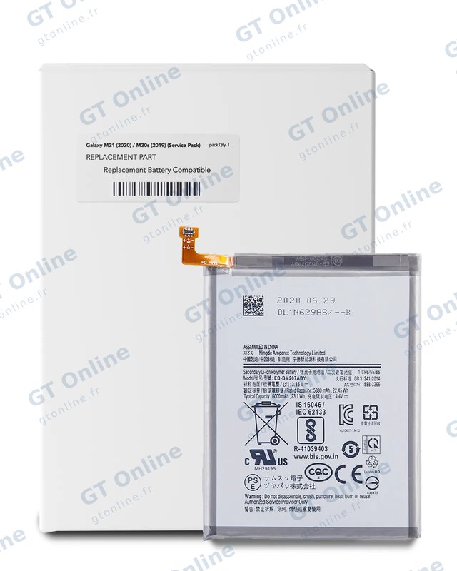 Batterie pour Samsung Galaxy M21 (M215F / 2020) M30s (M307 / 2019) (EB-BM207ABY) (pack service origine)