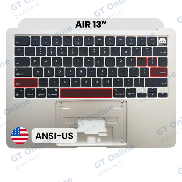Châssis supérieur avec batterie et clavier ANSI US pour Apple MacBook Air 13" A3113 (origine d'occasion, argent)