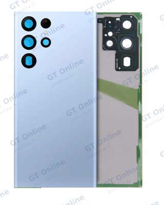 Vitre arrière pour Samsung Galaxy S22 Ultra (pack service origine, bleu ciel)
