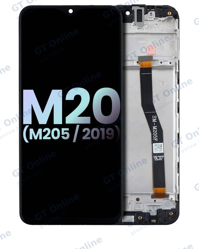 Écran OLED avec châssis pour Samsung Galaxy M20 (M205 / 2019) (pack service origine, toutes couleurs)