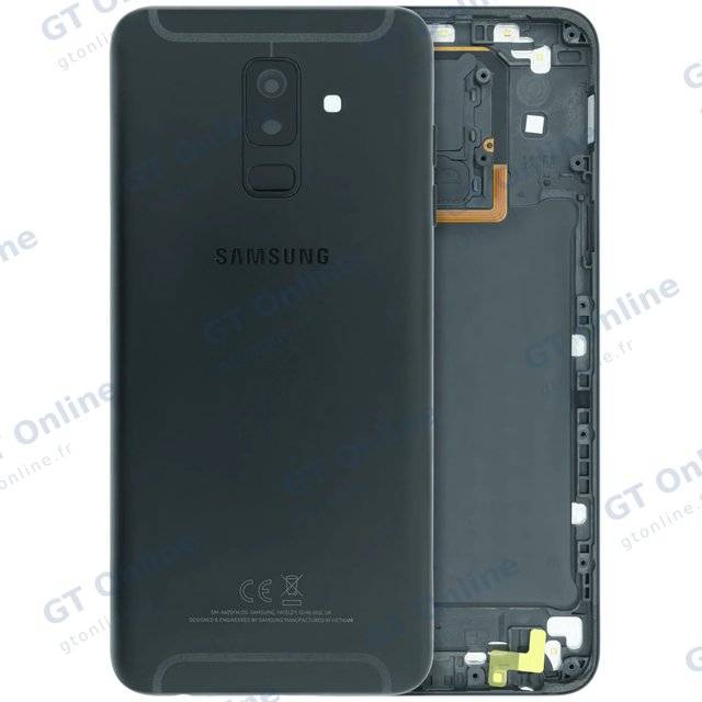 Vitre arrière pour Samsung Galaxy A6 Plus (A605 / 2018) (pack service origine, noir)