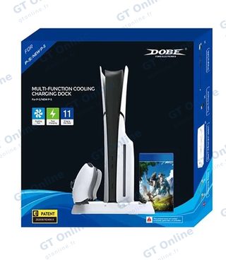 Support multifonction PS5 / PS5 Slim / PS5 Pro avec ventilation, charge de manettes et rangement de jeux DOBE TP5-3537B