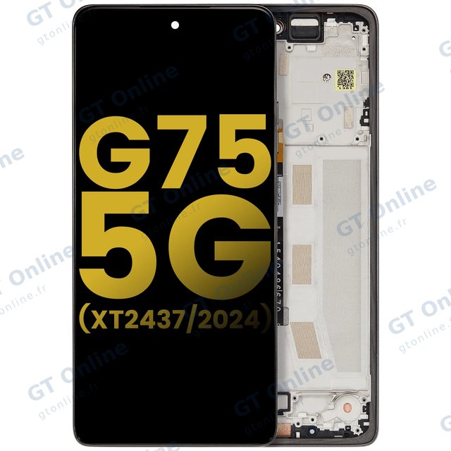 Écran LCD avec châssis pour Motorola Moto G75 5G (XT2437 / 2024) (reconditionné, Charcoal Gray)