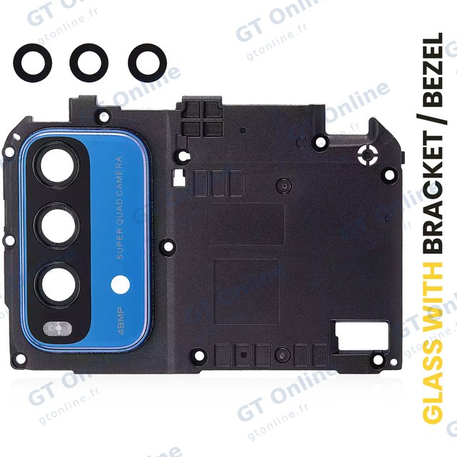 Lentille de caméra arrière avec support et anneau pour Xiaomi Redmi Note 9 4G (bleu)