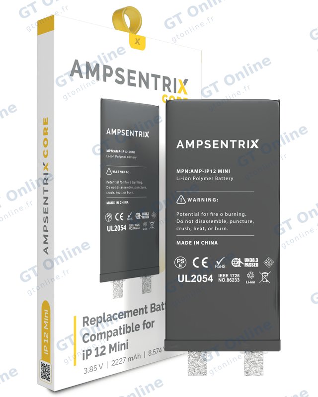 Cellule de batterie nue à souder pour Apple iPhone 12 Mini (soudure par points requise, AmpSentrix Core) — réf. 107082073362