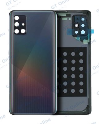 Vitre arrière pour Samsung Back Cover Glass With Camera Lens Samsung Galaxy A51 5G (A516 / 2020) (pack service origine, Prism Cube Black)
