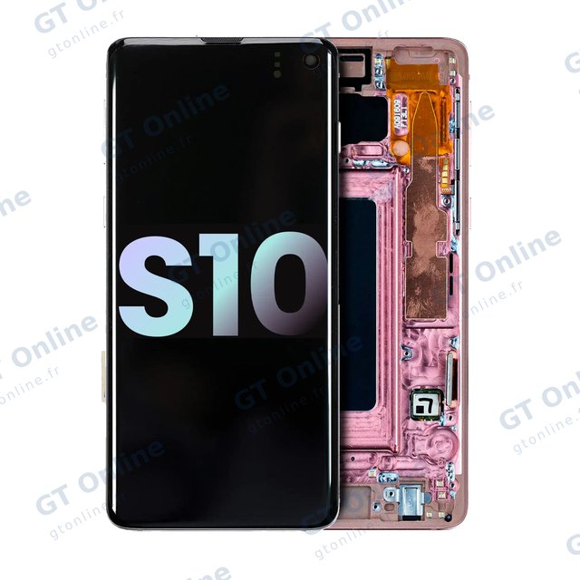 Écran OLED avec châssis pour Samsung Galaxy S10 (pack service origine, Flamingo Pink)
