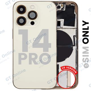 Châssis pour Apple iPhone 14 Pro (version US, origine d'occasion — grade A, or) — Coque arrière avec petites pièces — vue 1