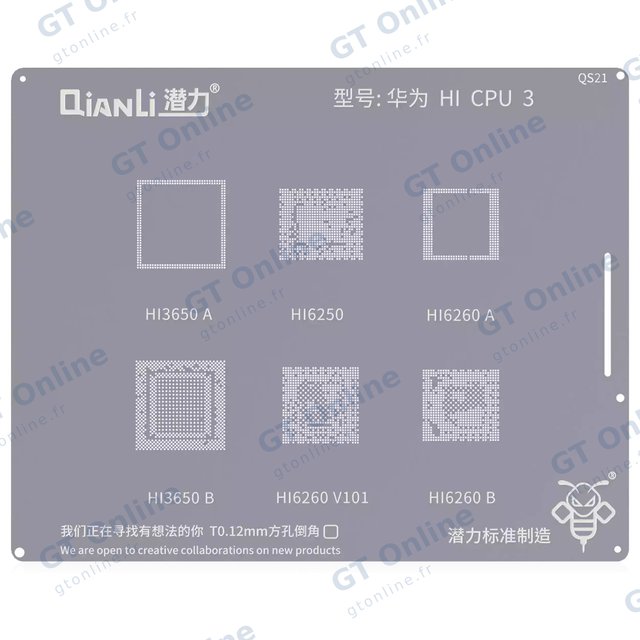 Outillage pour Huawei Bumblebee Stencil (QS21) Huawei HI CPU3 (Qianli) HI3650A / HI3650B / H16250 / H16260.V101 / HI6260A / HI6260B