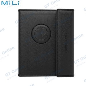 Traceur GPS MILI MiBook Travel Wallet Étui Passeport avec MiTag Intégrée Android Noir