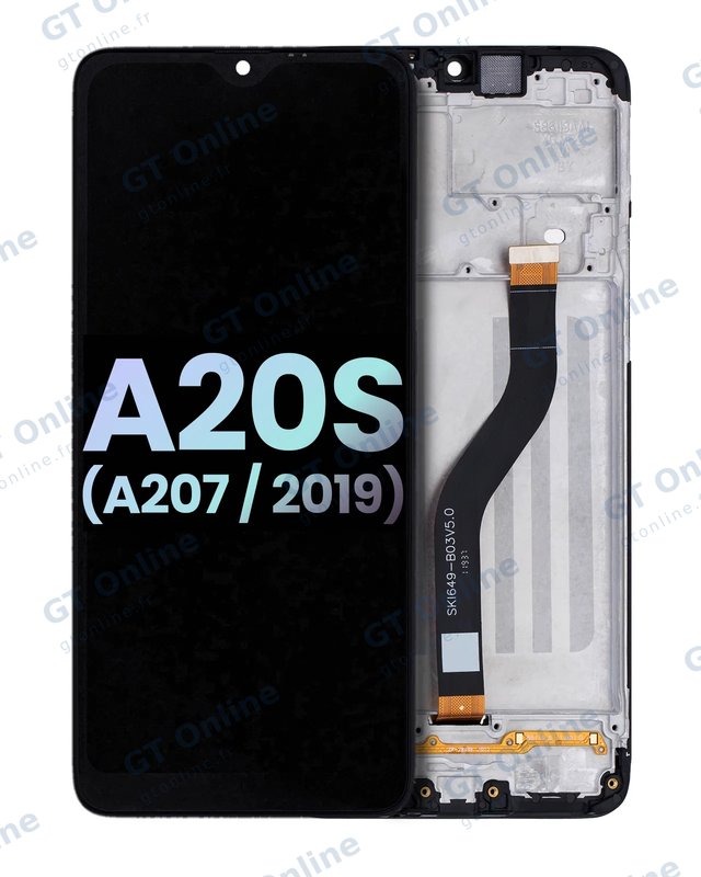 Écran LCD avec châssis pour Samsung Galaxy A20s (A207 / 2019) (pack service origine, toutes couleurs)