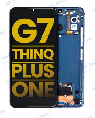 Écran LCD avec châssis pour LG G7 ThinQ / G7 Plus / G7 One (reconditionné, bleu Moroccan)