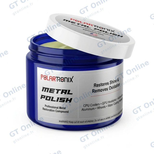 Pâte à polir les métaux PolarTronix — dissipateurs aluminium, ventirads CPU / GPU, jantes (6 oz)