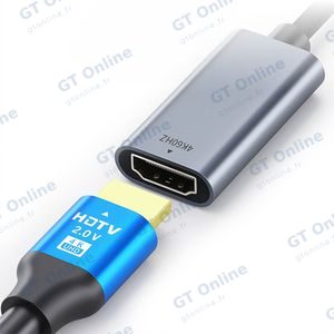 Câble USB-C Mâle vers HDMI Femelle 4K (60Hz) - 0,25m — vue 5