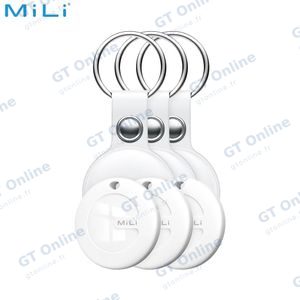 Traceur GPS MILI MiTag Duo avec Étui en Cuir PU (x3) Apple Find My & Google Find Hub Blanc
