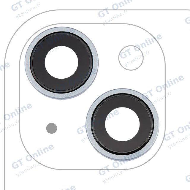 Lentille de caméra arrière avec support et anneau pour Apple iPhone 15 / 15 Plus (lot de 2, premium, bleu)