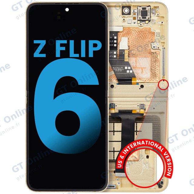 Écran OLED intérieur avec châssis pour Samsung Galaxy Z Flip 6 5G (F741) (version US & internationale, compatible, jaune)