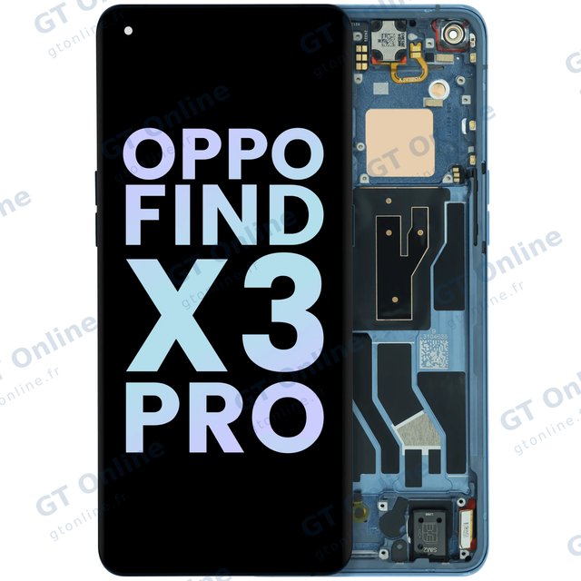 Écran OLED avec châssis pour Oppo Find X3 Pro (2021) (pack service origine, bleu)