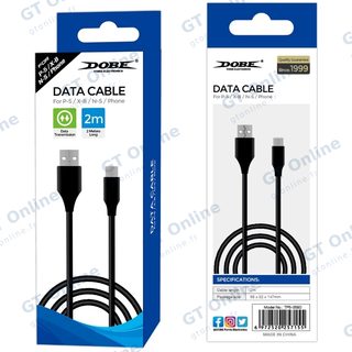 Câble de charge USB-A vers USB-C 2 m pour PlayStation 5 / Nintendo Switch DOBE TP5-3580 — noir