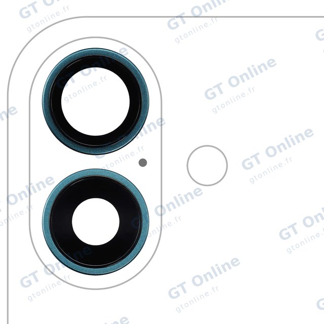 Lentille de caméra arrière avec support et anneau pour Apple iPhone 16 / 16 Plus (lot de 2, premium, turquoise)