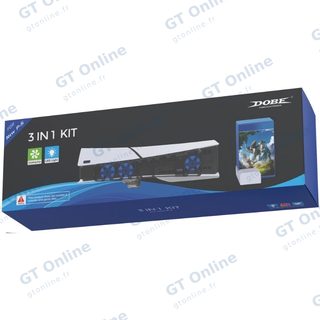 Kit 3 en 1 pour PlayStation 5 Slim avec ventilateur, support horizontal et rangement de jeux DOBE TP5-35129