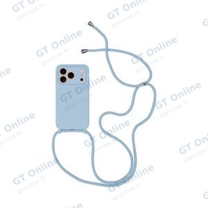 Coque Silicone avec Cordon Apple iPhone 17 Pro (#03) Bleu Clair