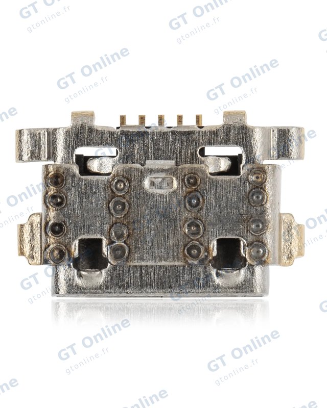 Connecteur de charge à souder — format Micro B, 5 broches, 6 points de fixation (C291)
