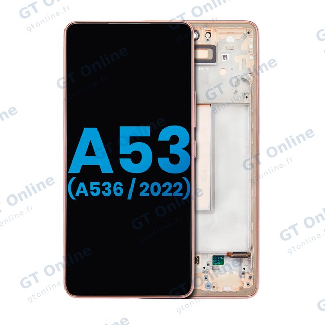 Écran LCD avec châssis pour Samsung Galaxy A53 5G (A536 / 2022) (sans capteur d’empreintes, compatible: Incell, pêche)