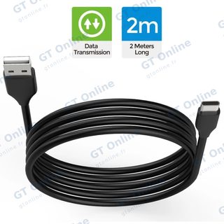 Câble de charge USB-A vers USB-C 2 m pour PlayStation 5 / Nintendo Switch DOBE TP5-3580 — noir