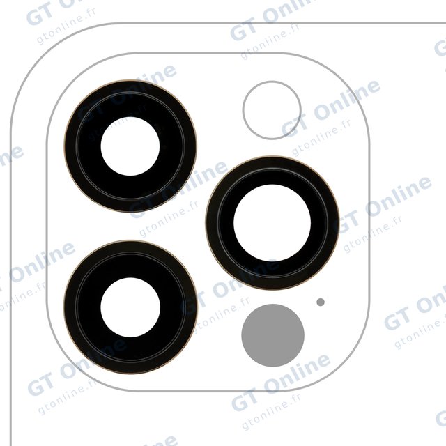 Lentille de caméra arrière avec support et anneau pour Apple iPhone 12 Pro (lot de 3, Real Sapphire, premium, or)
