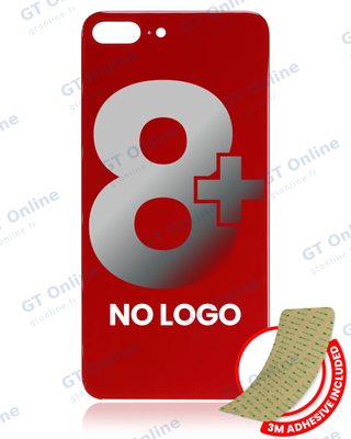 Vitre arrière pour Apple iPhone 8 Plus (No Logo / Large Camera Hole, rouge)