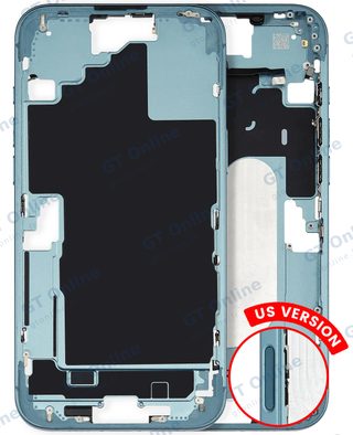 Châssis pour Apple iPhone 16 Plus (version US, origine d'occasion — grade A, turquoise) — Châssis central avec petites pièces
