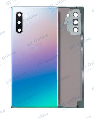 Vitre arrière pour Samsung Galaxy Note 10 (sans logo, compatible premium, Aura Glow / Silver)