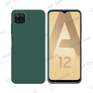 Coque Silicone Compatible pour Samsung Galaxy A12 A125/Galaxy M12 M127 (#22) Vert Foncé