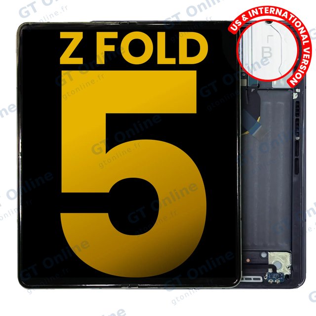 Écran OLED intérieur avec châssis pour Samsung Galaxy Z Fold 5 5G (version US & internationale, reconditionné, noir fantôme)
