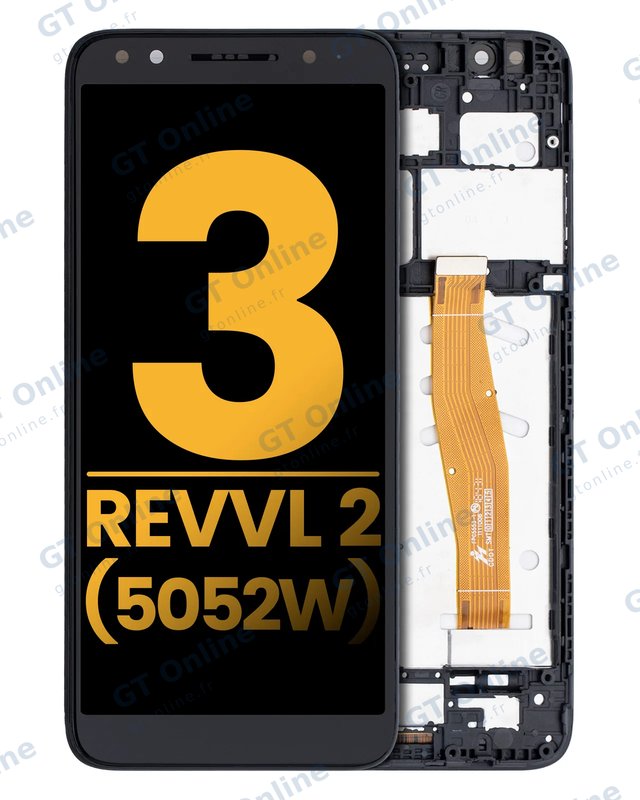 Écran LCD avec châssis pour Revvl T-Mobile Revvl 2 (5052W / 2019) (reconditionné, noir)