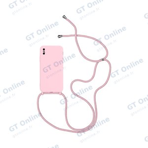 Coque Silicone avec Cordon Apple iPhone X/iPhone XS (02) Rose