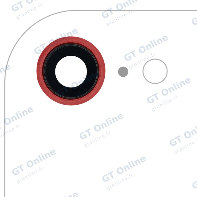 Lentille de caméra arrière avec support et anneau pour Apple iPhone 8 / SE (2020) / SE (2022) (Real Sapphire, premium, rouge, lot de 10)
